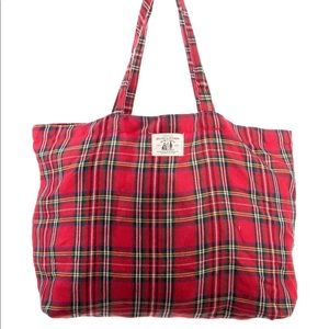 Sézane and Octobre plaid tartan red tote bag